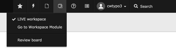 The workspace selector in the top bar