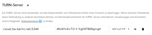 TURN-Server-Konfiguration im Administrator-Bereich der Nextcloud-Talk-App